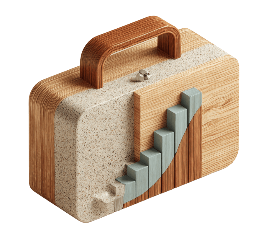 Premium briefcase with wealth growth trajectory